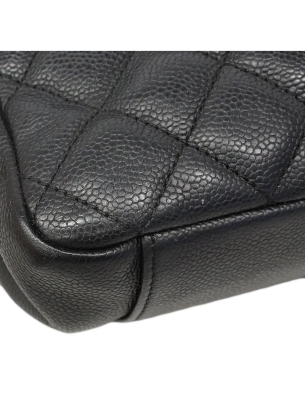 Chanel Chain Tote Quilted Caviar Leather Black Gold - Picture 8 of 10